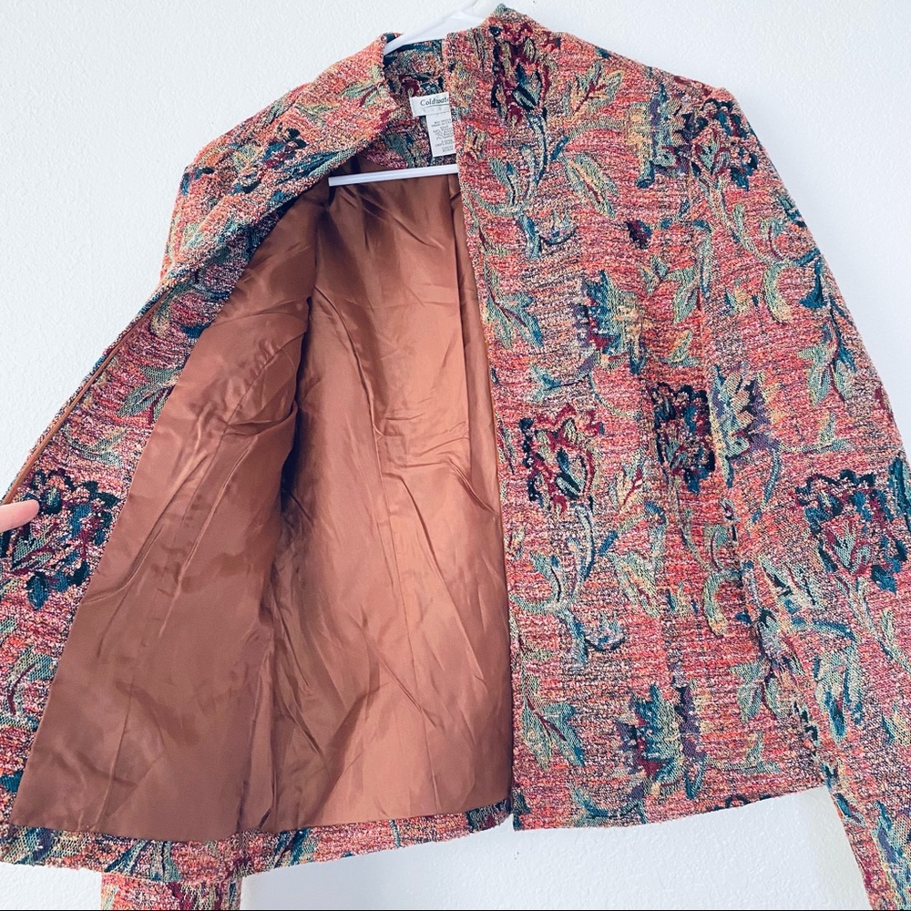 Coldwater Creek XS Floral Tapestry Mock Neck Open Front Cottagecore Jacket - Picture 5 of 7